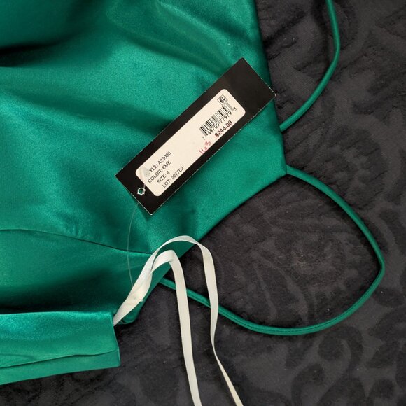 Brand-New! Deep Sea Green Satin Dress - Size 4, Betsy & Adam A-Line, Prom Formal - Picture 14 of 14